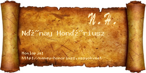Nánay Honóriusz névjegykártya
